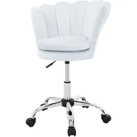ML-Design Bürostuhl aus Samt Hellblau, Schminktisch Stuhl mit Muschel-Rückenlehne, Drehstuhl mit Rollen, Schreibtischstuhl höhenverstellbar Drehhocker