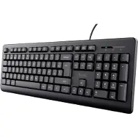 Trust Taro Kabelgebundene Tastatur, Deutsches QWERTZ Layout, Leise Tasten, Spritzwassergeschützt, USB-Anschluss, 1.8 m Kabellänge, PC Tastatur für Computer, Laptop, Mac, Windows, macOS – Schwarz