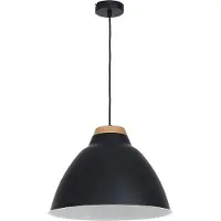 Licht-Erlebnisse Pendelleuchte Vintage "Skal" Schwarz Metall Holz Hängelampe Wohnzimmer Esszimmer Esstisch