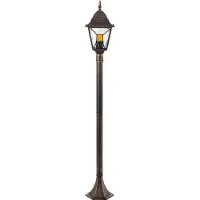 Brilliant klassische Außenstandleuchte JANEL | schwarz/gold | mit geeignetem Leuchtmittel dimmbar | Standlampe mit 1x E27 Fassung max. 60 Watt | Höhe 120cm | Metall/Glas | IP44