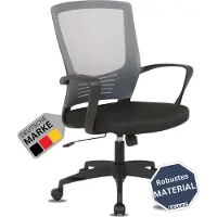 DELUKE Bürostuhl Ergonomisch VAKO Schreibtischstuhl mit Netzbespannung | Höhenverstellbarer Drehstuhl, Arbeitsstuhl mit Armlehne | Computerstuhl 140 kg | Grau