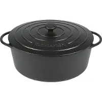 Küchenprofi Bratentopf Provence oval Gusseisen mit Deckel, 35 cm schwarz
