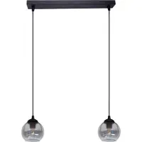 Licht-Erlebnisse Hängeleuchte Metall Rauchglas E27 H: max. 90 cm Schwarz Rauchgrau 2-flammig Kugelschirm Modern