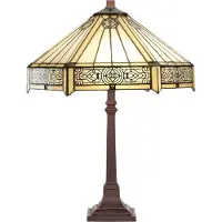 Casa Padrino Luxus Tiffany Tischleuchte Mehrfarbig Ø 40 x H. 64 cm - Tiffany Schreibtischleuchte - Wohnzimmer Deko Leuchte - Scheibtisch Deko Leuchte - Luxus Tiffany Leuchten