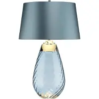 Elstead Lighting Elstead Lena Tischleuchte E27 74cm Blau getöntes Glas, Entenei-Blau Schirm Hellblau