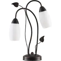 LINDBY Tischleuchte Stefania, schwarz/gold, Glas, E14, 40 cm