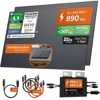 Solarway 890Wp / 800W Balkonkraftwerk komplett Steckdose - neuester Envertech 600-800 Watt Wechselrichter