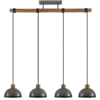 LINDBY Durbis 4 Pendelleuchte Dark Grey/Wood - , Durbis, dimmbar, Grau, für Küche, Holz, Vintage