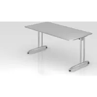 Proregal - Büromöbel mit top Leistungsdaten Schreibtisch Markku | Grau | BxT 160x80cm | Arbeitshöhe 72cm | höhenjustierbar 0-10 mm | C-Fuß-Gestell Silber | Rechteckform