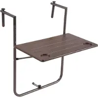 DELUKE Balkontisch KONNI Holz-Optik - Kunststoff, Braun, 59,5x35x83,5cm | Gartentisch Balkon-Tisch Kleiner Tisch Terrassentisch Verandatisch