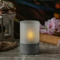 MARELIDA LED Solar Windlicht - matt satiniertes Glas - flackernd - Lichtsensor - H: 12,5cm - für Außen - grau