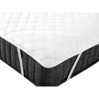Beliani Matratzentopper Weiß Japara Baumwolle und Mikrofaser 90 x 200 cm mit Gummizug an den Ecken Versteppt Matratzenschutz Auflage für Einzelbett