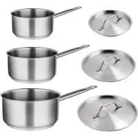 Vogue Kochen Wie Die Profis Set Von 3X Stieltöpfen Aus Edelstahl