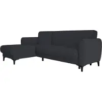 Dmora Schlafsofa Angel, Eckschlafsofa mit umkehrbarer Halbinsel, modernes Containersofa mit Chaiselongue und 3 Kissen, 230x153h85 cm, Blau