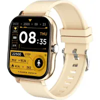 TPFNet Smartwatch mit Silikon Armband - individuelles Display - Smart Watch Armbanduhr - Modell SW4 - Gold