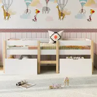 MODFU Kinderbett mit Schublade und Rausfallschutz 90x190 cm, Weiß(Ohne Matratze)