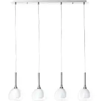 Brilliant Pendelleuchte "Hadan", silber (chrom, weiß, transparent), 4, H: 120cm, 1 Stk., Leuchten, Hängelampe 4flg chrom/weiß-transparent, Pendelleuchte