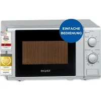 Exquisit Mikrowelle MW 802 Silber | 700 Watt | 5 Leistungsstufen | Timer Timer | Auftaufunktion | 25,5cm Ø Drehteller
