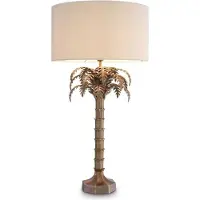 Casa Padrino Luxus Tischleuchte Vintage Messing / Creme Ø 56 x H. 106 cm - Schreibtischleuchte im Palmen Design - Luxus Tischleuchten