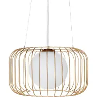 Beliani Pendelleuchte 1-Licht Decke Gold Metall Eisen Schirm Käfig Draht Industrieller Stil Wohnzimmer Schlafzimmer