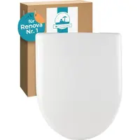 Calmwaters Antibakterieller WC Sitz für Keramag Renova Nr. 1, Toilettensitz mit Absenkautomatik, Duroplast Toilettendeckel, überlappende D-Form, Edelstahlscharnier, Klodeckel, Weiß, 26ZZ3550
