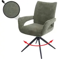 Mendler Esszimmerstuhl HWC-O78, Küchenstuhl Stuhl, drehbar Auto-Return, Stoff/Textil Chenille (310g/m²) grün