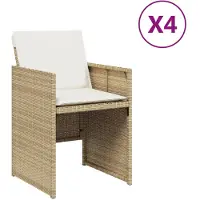vidaXL Gartenstühle mit Kissen 4 Stk. Beige Poly Rattan