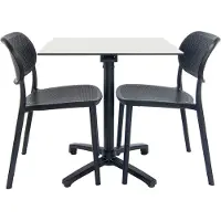 Restootab Weißer klappbarer Tisch + 2 Stühle für die Terrasse