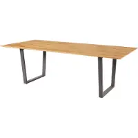 Diamond Garden Kufentisch Oxford 220 x 100 x 74 cm Recyceltes Teak Edelstahl Natur Dunkelgrau