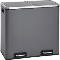 SVITA TM2X24 Mülleimer grau 48 Liter (2x24L) Treteimer Küche Papierkorb Mülltrenner Abfall Stahl Büro