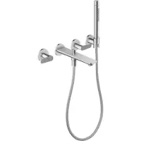 Hansgrohe 3-Loch-Wannenarmatur Axor Citterio cubic cut, chrom, UP Wandmontage