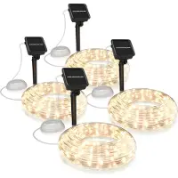 Bearware 4x LED-Lichterkette, Solar 10m warmweiß, Innen & Außen, Solarpanel mit Akku, 100 Leds, IP44