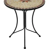 DELUKE Balkontisch TANJA halbrund - Stahl, Schwarz, 60x30x70cm | Gartentisch Balkon-Tisch Kleiner Tisch Terrassentisch Verandatisch