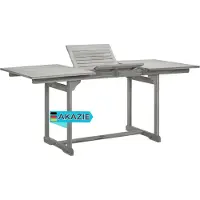 DELUKE Garten-Esstisch VEGO Grau (120-170)x80x75 cm Massivholz Akazie Eckig | Gartentisch Holz klappbar Outdoortisch Terrassentisch verstellbar