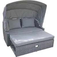 DELUKE Gartenmuschel CAIRO mit Sonnendach - Aluminium, Grau | Sonneninsel Outdoor Gartensofa mit Dach Garten Pool