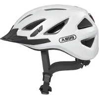 ABUS Stadthelm Urban-I 3.0 - Fahrradhelm mit Rücklicht, chirm und Magnetverschluss - für Damen und Herren - Weiß, Größe M (52-58 cm)