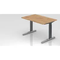 Proregal - Büromöbel mit top Leistungsdaten Schreibtisch Mika | Asteiche | Graues Gestell poliert | BxT 120x80cm | Arbeitshöhe 65-85cm | höhenjustierbar, 1cm Raster | C-Fuß-Gestell | Rechteckform