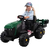 Actionbikes Motors Traktor mit Anhänger | Kinder Elektrotraktor - Kindertraktor - Kinderauto elektrisch - Bulldog - Fernbedienung - ab 3 Jahre (Grün)