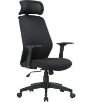 Dmora Bürostuhl Brisbane, Präsidentensessel mit Armlehnen und Kopfstütze, Ergonomischer Bürostuhl, 63x62h117/126 cm, Schwarz