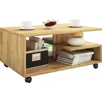 VCM Couchtisch "Holz Sofatisch Couchtisch Rollen rollbar Stango L", braun (honig, eiche), B:80cm T:50cm, Tische, Couchtisch