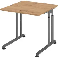 Bümö Schreibtisch Serie-Z - Nachbildung: Asteiche, Größe: 80 x 80 cm, Gestell: Graphit
