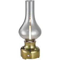 LINDBY LED-Akkutischleuchte Maxentius, grün, Glas, Dimmer