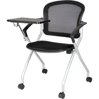 Dmora Bürostuhl Dfriso, Wartezimmerstuhl mit Armlehne und Tablett, Ergonomischer Wartestuhl, 61x49h84 cm, Schwarz