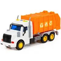 Polesie Müllwagen Kinder Spielzeug LKW PROFI orange Schwungrad Fahrzeug mit Licht Sound