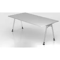 Proregal - Büromöbel mit top Leistungsdaten Schreibtisch Keijo | Grau | BxT 200x100cm | Höhe 68-76cm | stufenlos höhenverstellbar | A-förmiges Rundrohrgestell Silber | Rechteckform
