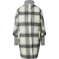 Comma karierter Flanell-Mantel mit Stehkragen, Strick-Details und verdeckter Knopfleiste