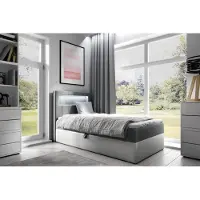 Fun-Möbel Boxspringbett Gästebett Kinderbett FABIAN Nr.1 80x200cm Weiss-Grau
