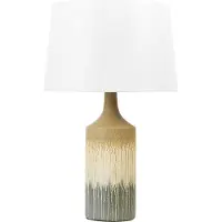 Beliani Tischlampe Beige und Grau Keramik Lackiert Sockel Stoffschirm Nachttischlampe Schreibtischleuchte Modernes Design