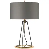 Elstead Lighting Elstead Ferrara Tischleuchte E27 Dunkelgrau Poliertes Gold Grau mit Metallic-Gold-Futter