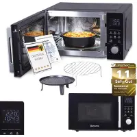 Sommertal 4in1 Mikrowelle MW2200 25L - Touch, Grill, Heißluft, 8 Programme, 60 Min Timer, Kindersicherung, Express-Start, Rost, Crisp-Pfanne